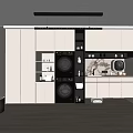 Modern Home Balcony With Black Washing Machine Dryer White Cabinets Open Shelves And Wooden Flooring