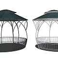 Stylish Metal Gazebos With Dome Tops And Base Railings In Black And Silver