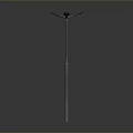 Modern Street Lamp With Slim Metal Pole Symmetric Top Arms And Lamp Heads