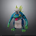 Blue Monster Chef Character With White Hat Holding Red CHEF Sign