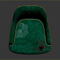 Stylish Green Velvet Armchair With Gold Button Tufted Design And Orange Wooden Legs