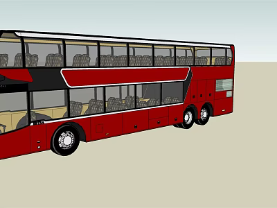 Red Double Decker Bus Side View With Upper And Lower Deck Seats 3d model