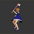 Anime Girl Character Creature With Orange Hair Blue Dress Yellow Flower And Pink Magical Wand