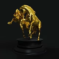 Golden Horse Sculpture With Interactive Pose On Black Base Artistic Design