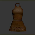 Brown Leather Box Bag With Layered Skirt Structure And Top Handle Design