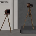 Vintage Cameras On Wooden Tripods In Modern Indoor Setting With Classic Design