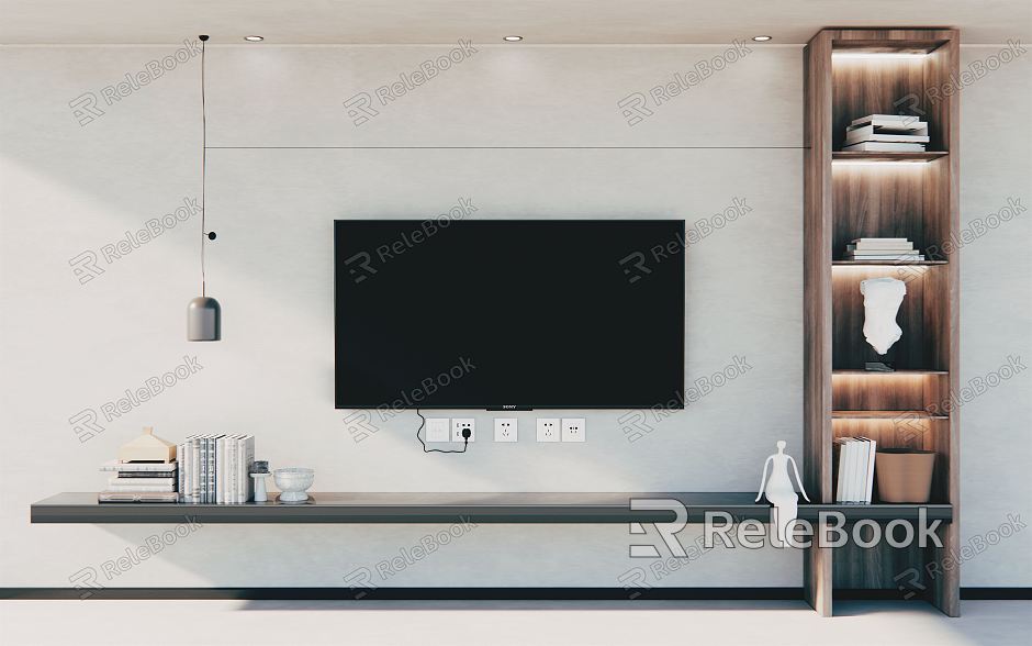 Modern TV background cabinet TV background wall model