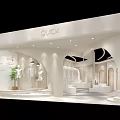 Modern White Clothing Store Interior With Arched Design Mannequins And Green Plant