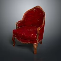 Classic Red Vintage Chair With Velvet Upholstery And Wooden Frame Design