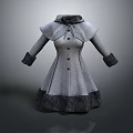 Gray Woolen Coat With Collar Buttons Cuffed Sleeves And Trimmed Hem