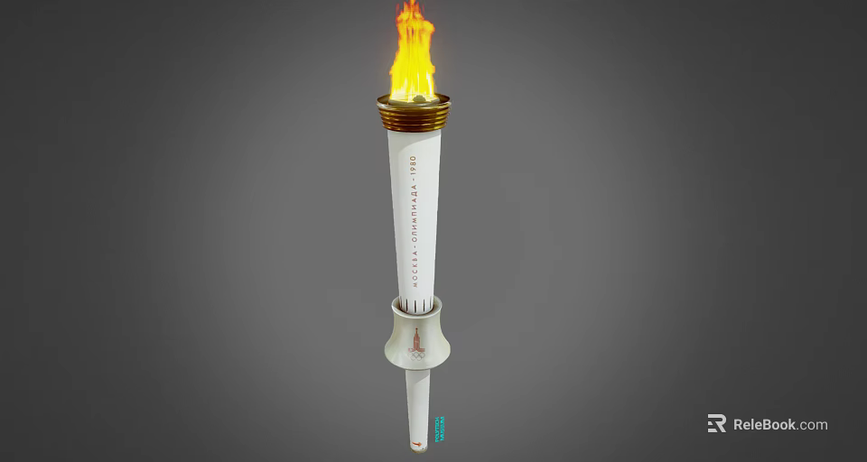 Olympic Torch Sports Equipment With Flame White Design And Golden Top 3d model 