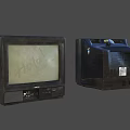 Vintage Televisions Pair With Front Screen Hold Text And Back Panel Details 3d model
