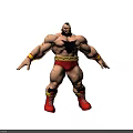 Action Character Muscular Warrior In Red Shorts With Yellow Belt And Black Chest Hair