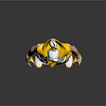 Game Movie Character In Yellow And White Futuristic Outfit With Headpiece Gloves And Boots