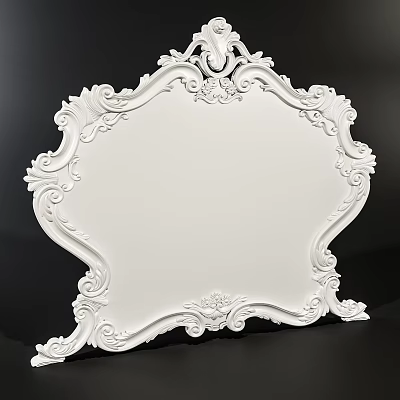 Ornate White Carved Decorative Frame With Intricate Floral Patterns And Scrollwork 3d model