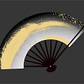 Elegant Decorative Fan Wall Hanging With Gold White Black Artistic Pattern