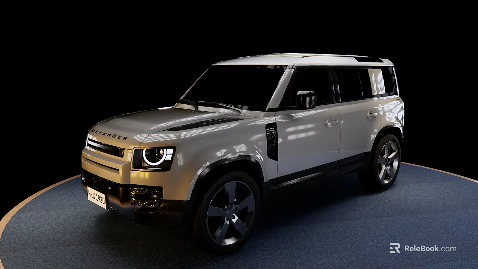 Silver Modern SUV With Sleek Body LED Headlights And Black Wheels Front View 3d model 