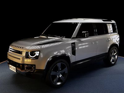 Silver Modern SUV With Sleek Body LED Headlights And Black Wheels Front View 3d model