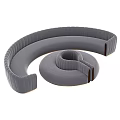 Modern Curved Sectional Sofa with Gray Velvet Upholstery and Gold Base Design