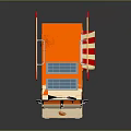 Orange And White Hot Dog Food Truck With Solar Panels And Striped Awning