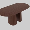 Modern Oval Wooden Dining Table With Two Unique Support Legs And Smooth Surface 3d model