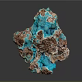 Natural Turquoise And Brown Mineral Specimen With Crystalline Structure And Rough Surface