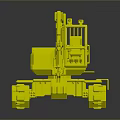 Yellow Construction Excavator Model With Black Tracks And Cab Design 3d model