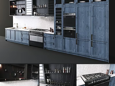 Modern Kitchen Interior With Stylish Cabinets And Functional Storage Design 3d model