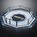 Octagon Shaped Fighting Cage Sports Equipment Featuring Mesh Fencing And Logo