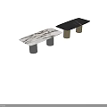 Modern Dining Table With Black Rectangular Tabletop And Golden Textured Legs Design 3d model