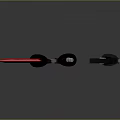 Three Futuristic Swords Weapon With Red Glowing Blade And Black Hilt Design