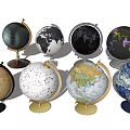 Assorted Decorative Globe Ornament Set With Various Color Bases And Designs