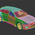 Silver Audi Station Wagon With Modern Design And Gold Sporty Wheels