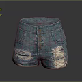Blue Denim Shorts With Distressed Rips Button Details And Front Pockets