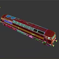 Southern Red Train Model With Yellow Stripes And 10071 Number Design 3d model