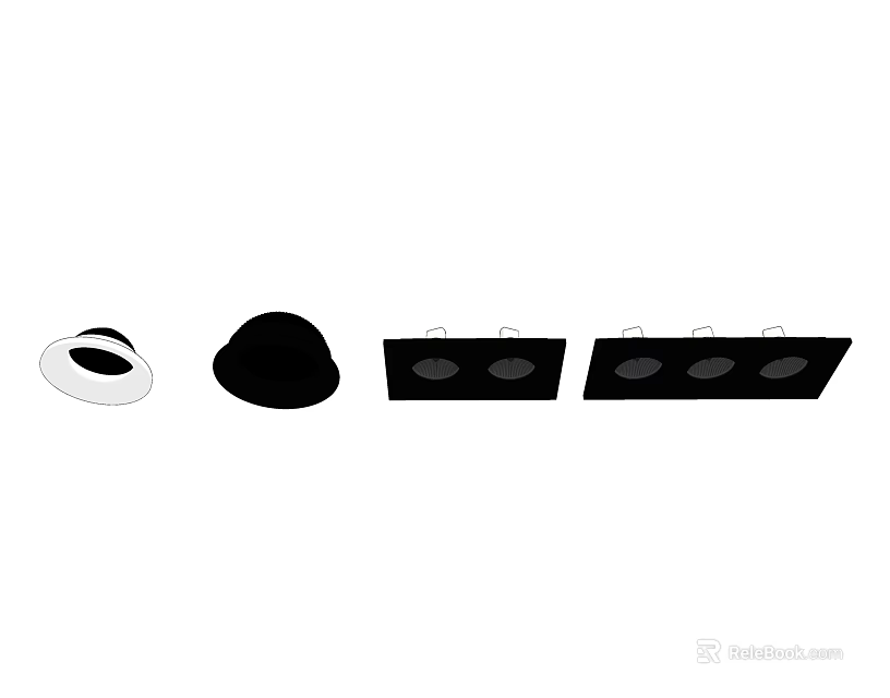 Black Downlights And Spotlights With Different Design Styles For Interior Lighting 3d model 