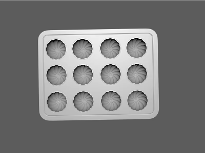 12 Cavity Flower Shaped Aluminum Baking Pan For Homemade Pastry Dessert 3d model