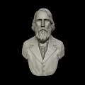 Classical Male Bust Sculpture With Beard And Star Decorated Coat