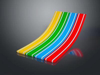 Vibrant Curved Multicolor Stripes Design With Yellow Green Blue And Red Hues 3d model
