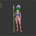 Children's Toy Figure with Blue Hair Hat Spear and White Tights