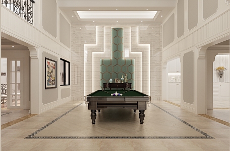 American modern basement billiard room 3d model