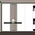 Modern Sofa Background Wall Design With Wooden Slats White Panels And Decorative Figurines