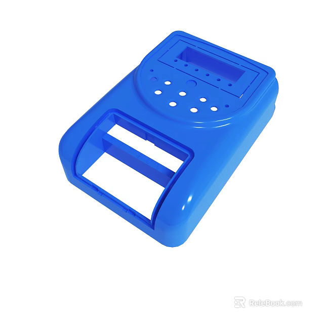 Blue Plastic Device Case With Holes And Rectangular Opening Structure 3d model 