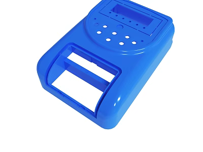 Blue Plastic Device Case With Holes And Rectangular Opening Structure 3d model