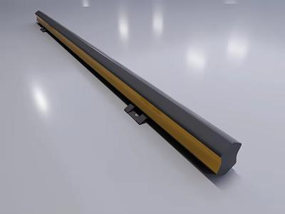 Traffic Safety Road Barrier In Gray With Yellow Stripe And Mounting Brackets 3d model