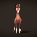 Cute Brown Cartoon Pony With White Face And Legs Standing On Dark Background