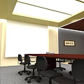 Modern Meeting Room With Lounge Area Sofa Coffee Table Floral Screen And Conference Table