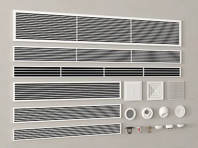 Various Styles Of Air Conditioner Vents With Grille And Round Designs For Home Interior 3d model