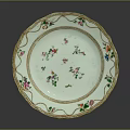 Elegant Decorative Ceramic Plate With Oval Shape Gold Rim And Colorful Floral Patterns