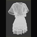 Gray Short Sleeve Top With Layered Frilled Skirt Women's Casual Outfit